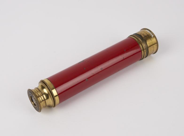 Kaleidoscope, brass, painted red, Dr