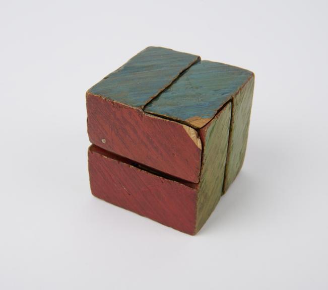 Puzzle, three piece square block, one of thirteen puzzles