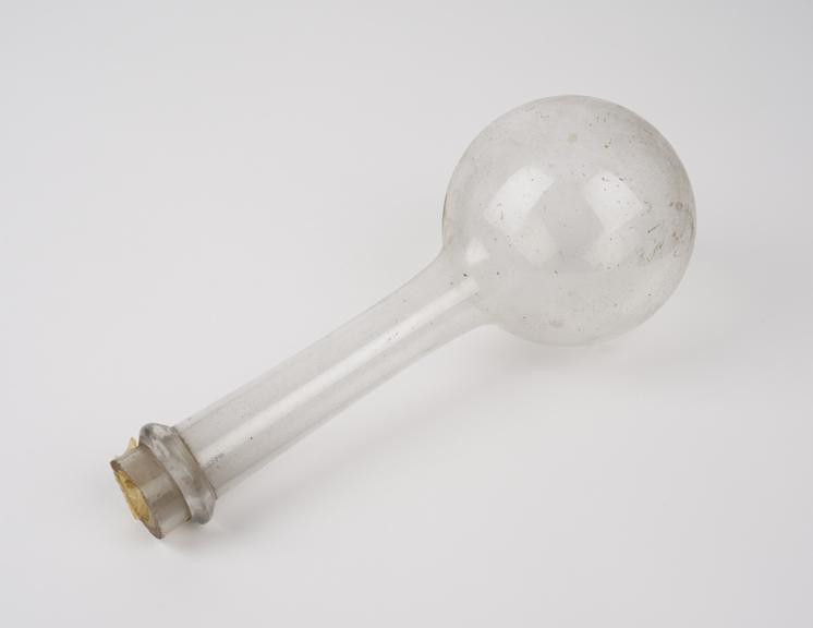 Flask, clear glass, European, possibly Swiss