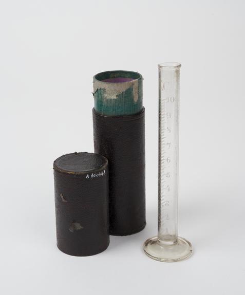 Glass measuring cylinder, 10ml, in case