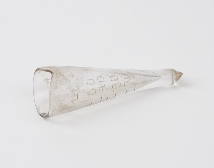 Glass measuring cylinder, English, 19th century