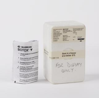 Polystyrene packaging box and information leaflet for Botox vial
