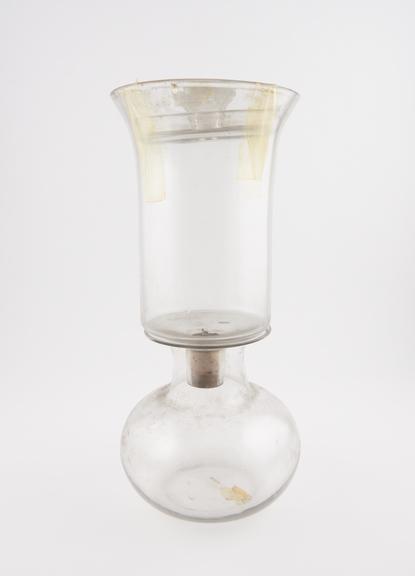 Clear glass, water filter in two parts, lower collection vessel