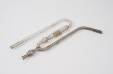 Double glass V tube with one inlet and two outlets and a valve