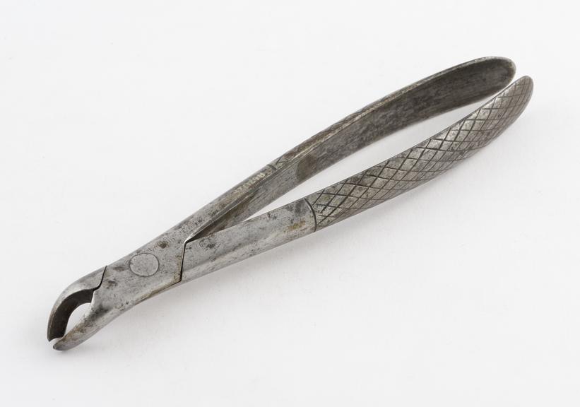 Dental forceps, for lower molars, steel, by Mather, Manchester