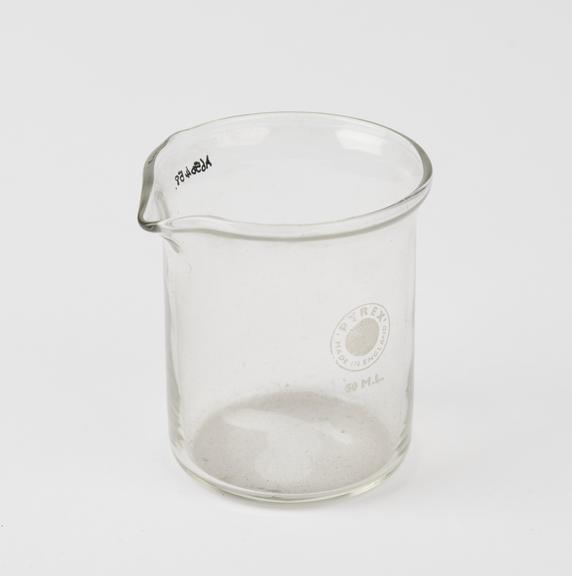 Glass pyrex beaker, 50ml, English, 1940-1960