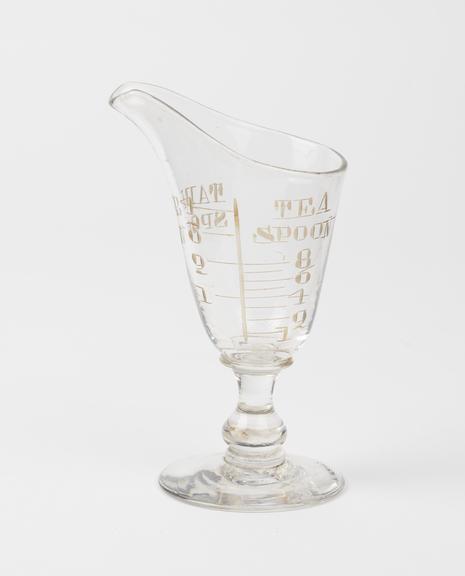 Glass measuring cylinder, English, 19th century