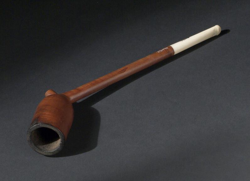 Wood tobacco pipe, ivory mouthpiece