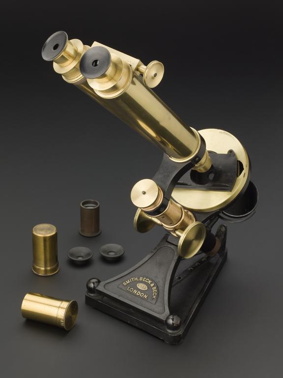 Brass binocular microscope, no