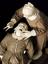 Wood and ivory figure group depicting a 17th century scene of a