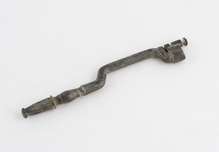 Dental key, shaft only, double bend, steel, English, 1801-1860