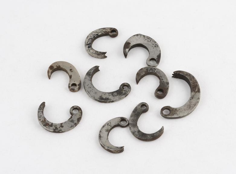 Nine dental key claws, various patterns, English, 1780-1870