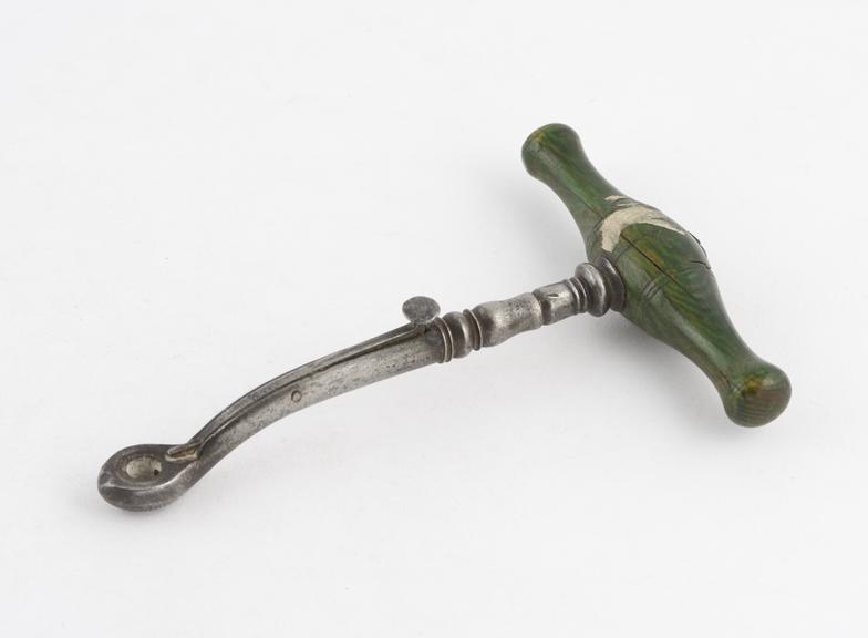 Dental key, single bend with swivelling claw