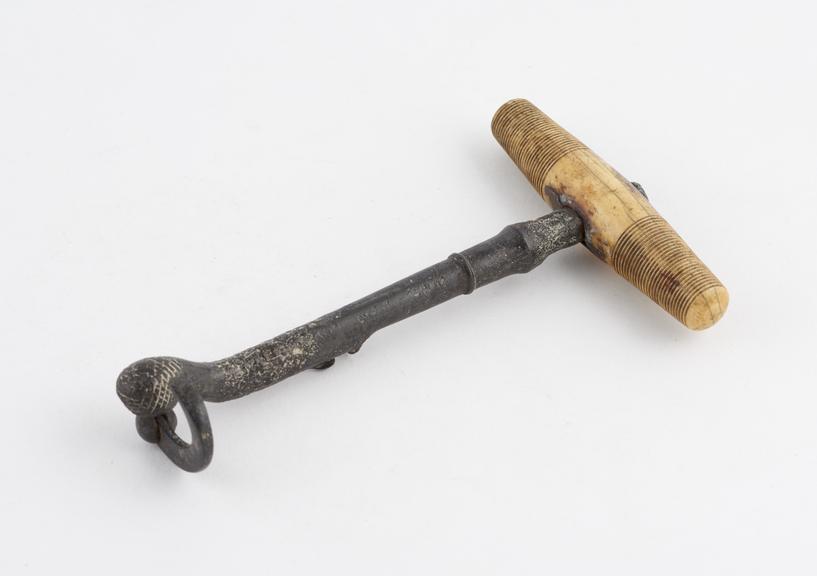 Dental key, single bend, swivelling claw