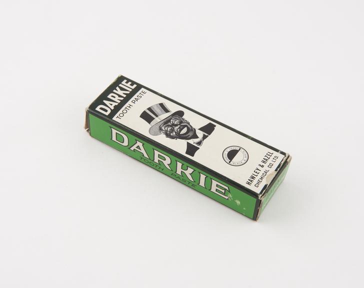 Boxed tube of Darkie' tooth paste, by Hawley and Hazel