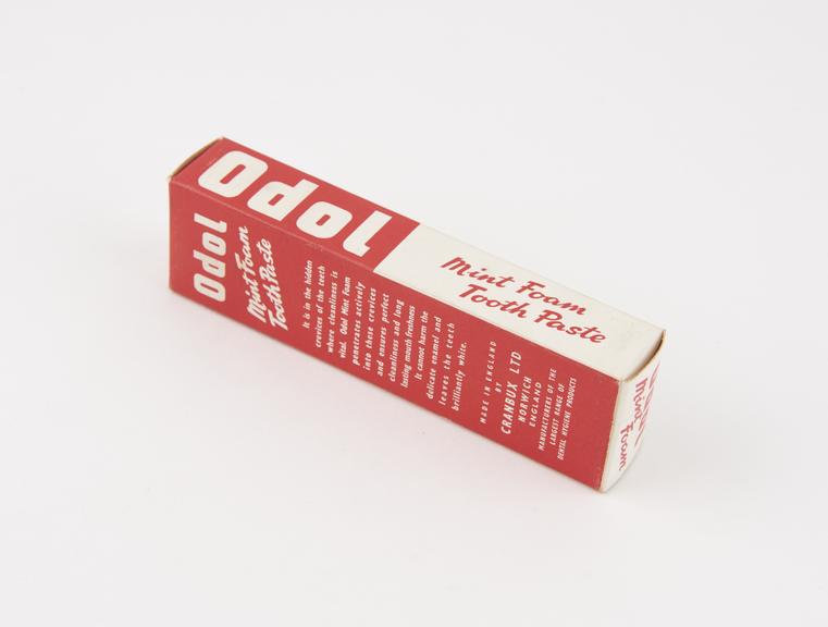 Boxed tube of Odol' toothpaste, used by Cranbux Ltd