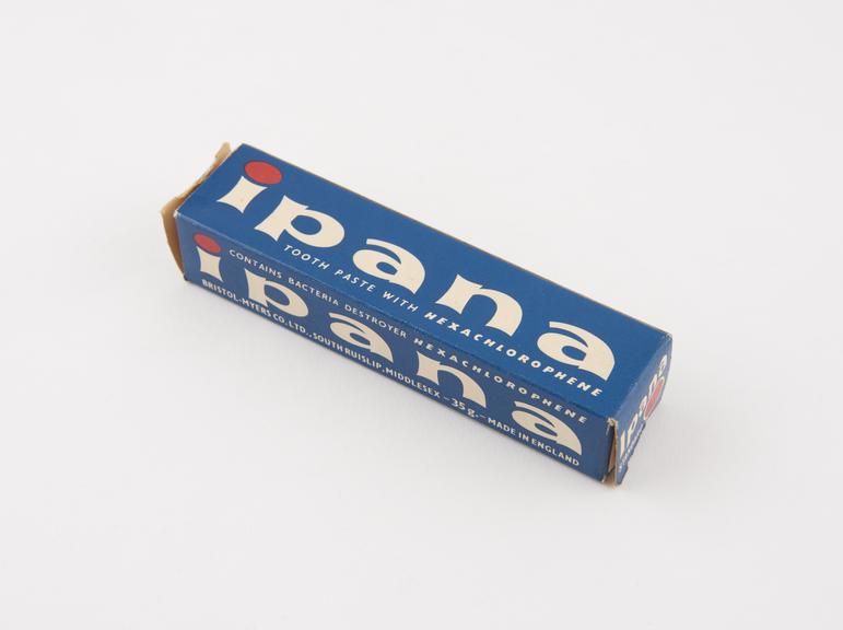 Boxed tube of Ipana' toothpaste, used, by Bristol-Kyers Co. Ltd