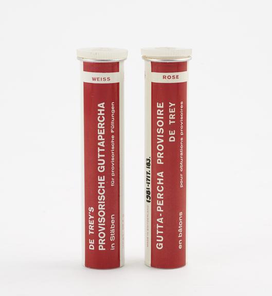 Two tubes of gutta percha temporary stopping, by De Trey Bros