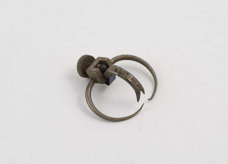 Cervix clamp, Hatch's, nickel plated steel, English, 1885-1910