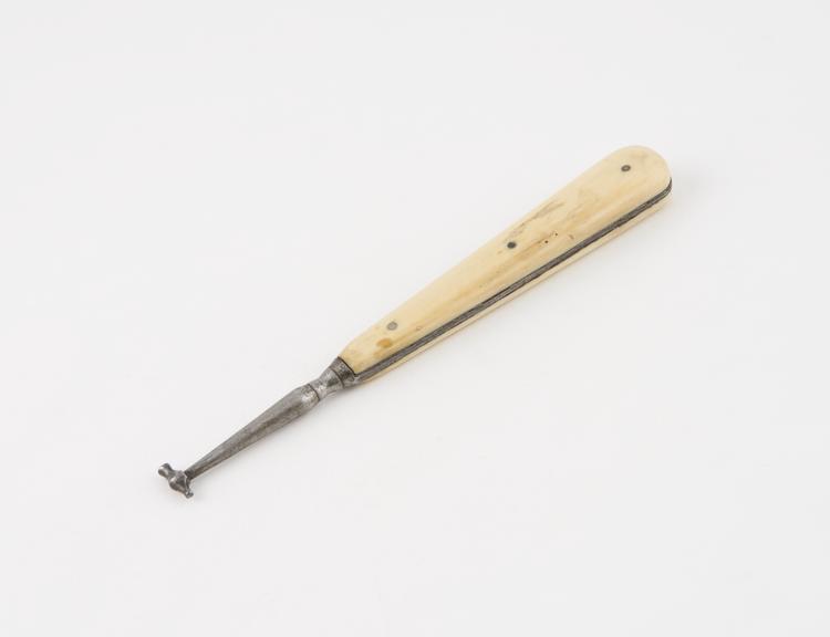 Dental burnisher, steel with rivetted ivory handle, English