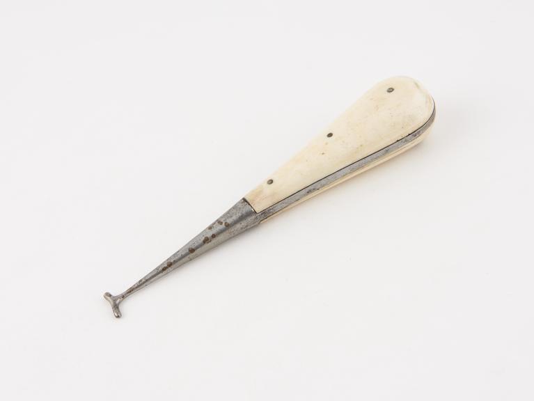 Dental burnisher, steel with revitted ivory handle, English