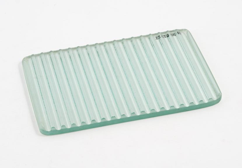 Corrugated glass instrument tray, English, 1935-1960