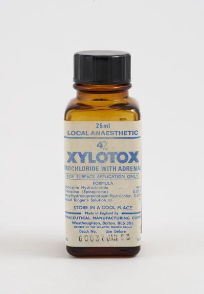 Bottle of Xylotox' topical anaesthetic liquid