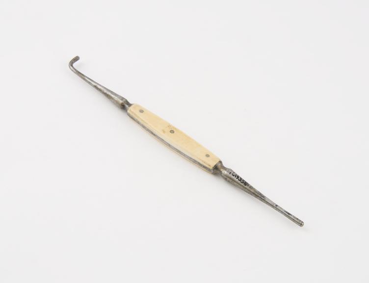 Dental burnisher, double ended, steel with ivory handle