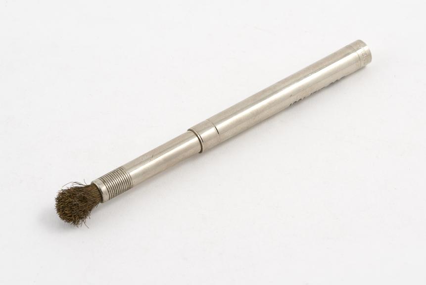 Bur cleaning brush, nickel plated brass, by Ash, England