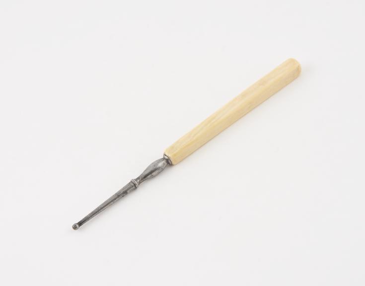 Dental hand drill, steel with ivory handle, probably English