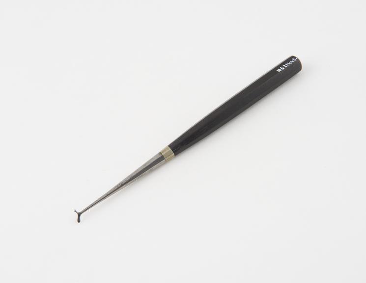 Dental plastics instrument, steel with ebony handle