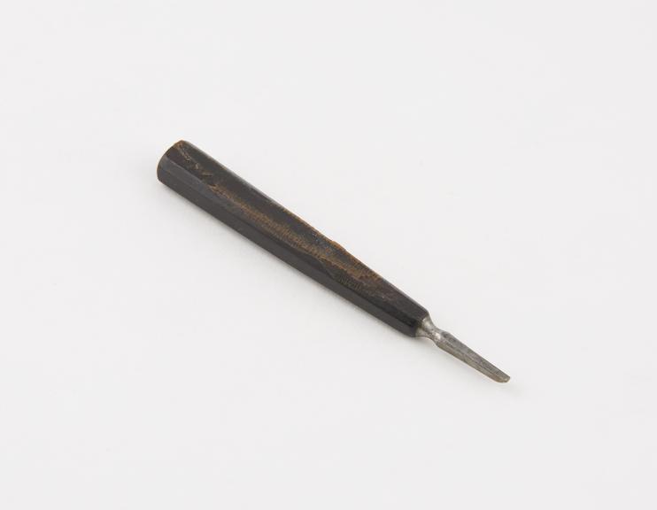 Dental enamel chisel, steel, with ebony handle, English