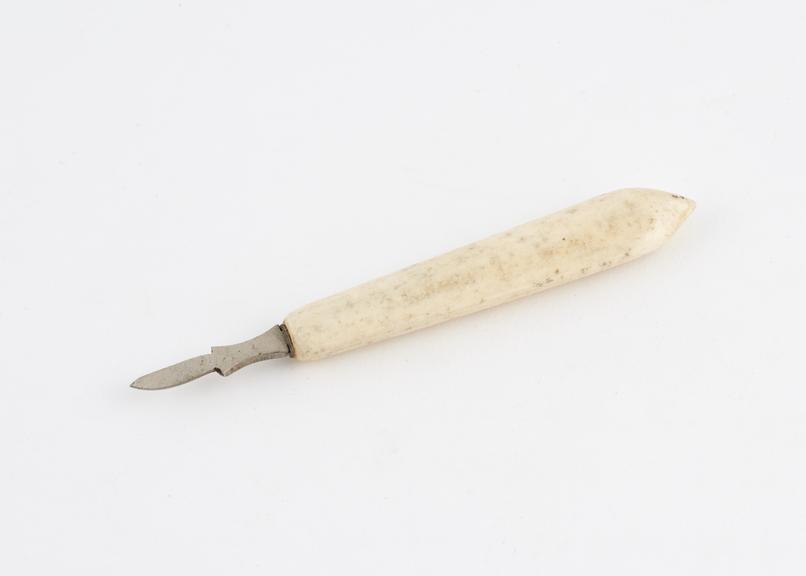 Nail scraper, steel with ivory handle, English, 1840-1900