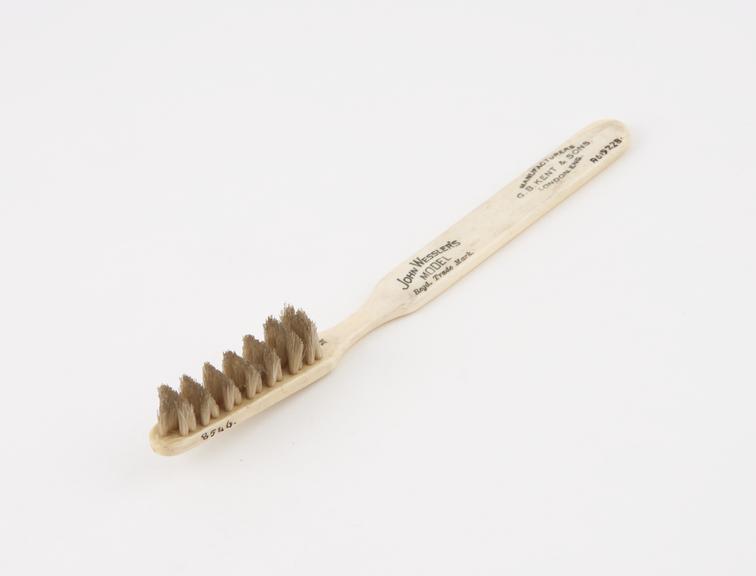 Bone-handled toothbrush, John Wesslers model by G.B