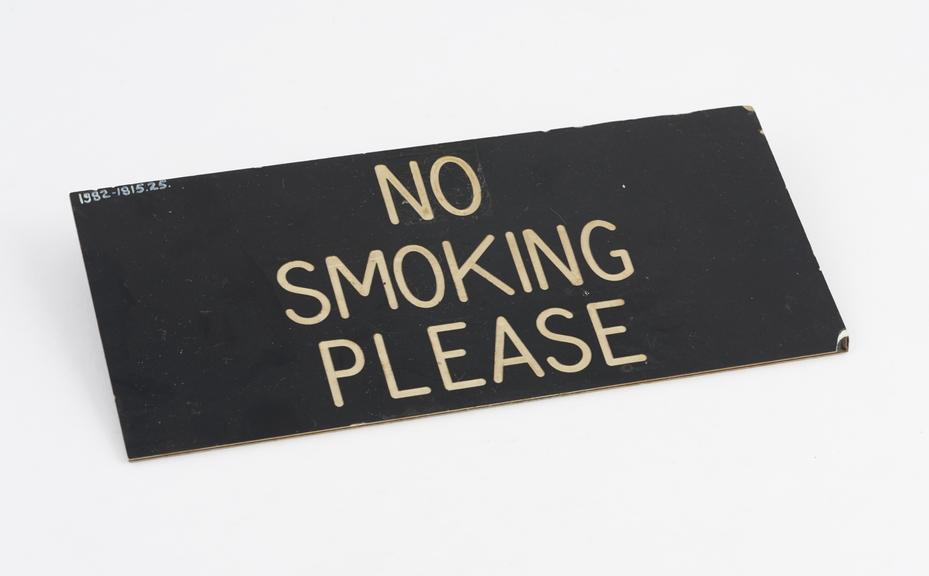 No smoking' notice from dental surgery, plastic, English