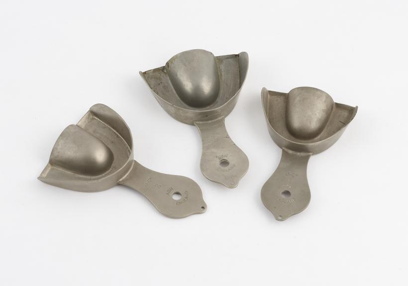 Three upper impression trays, child's form JCH, sizes 1-3