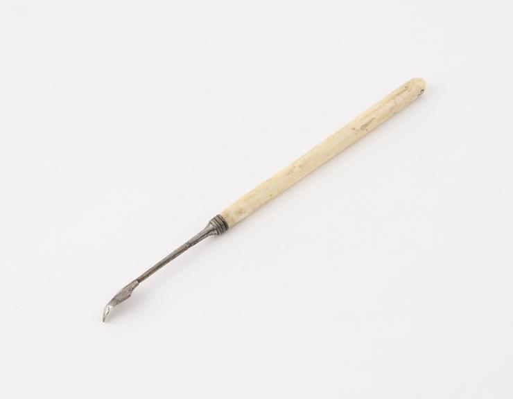 Dental descaler, steel with ivory handle, probably French