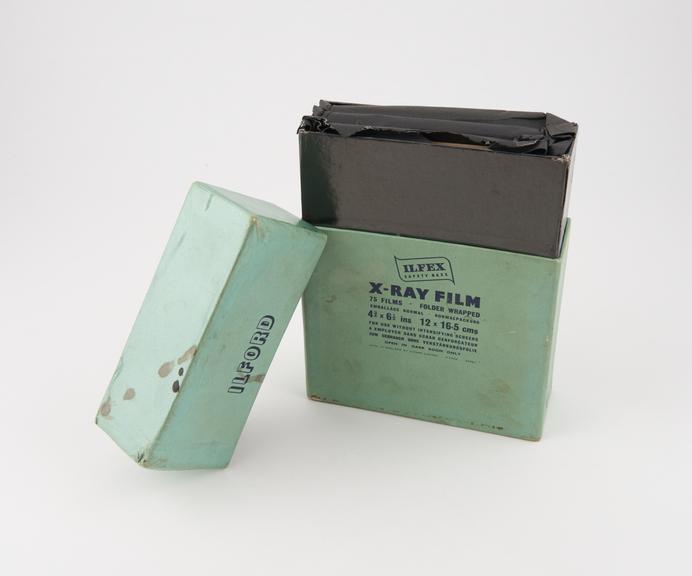 Box of Ilfex' X-ray film, unexposed, by Ilford Ltd