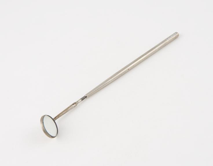 Dental mirror, nickel-plated brass, detachable head, by Ash