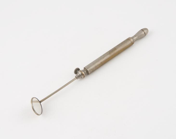 Dental mirror, nickel-plated brass frame