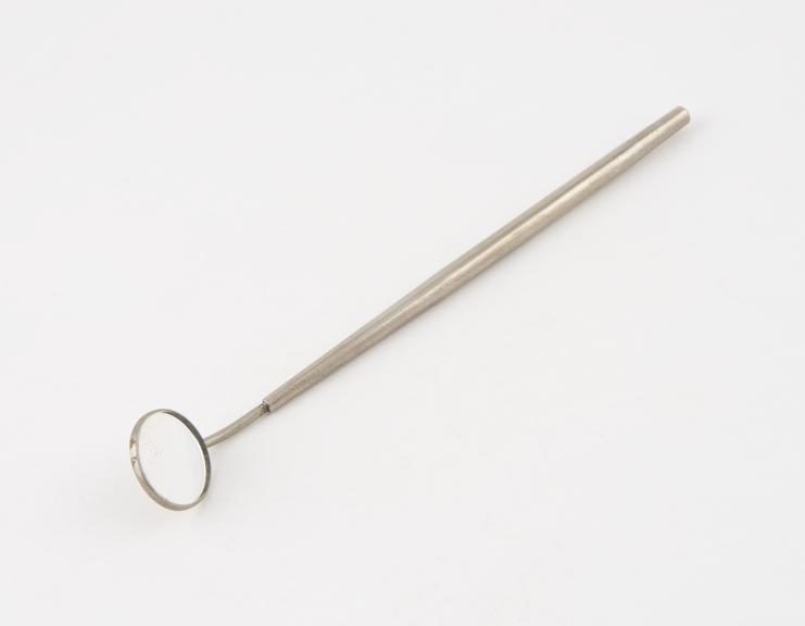 Dental mirror, nickel-plated brass frame, probably English