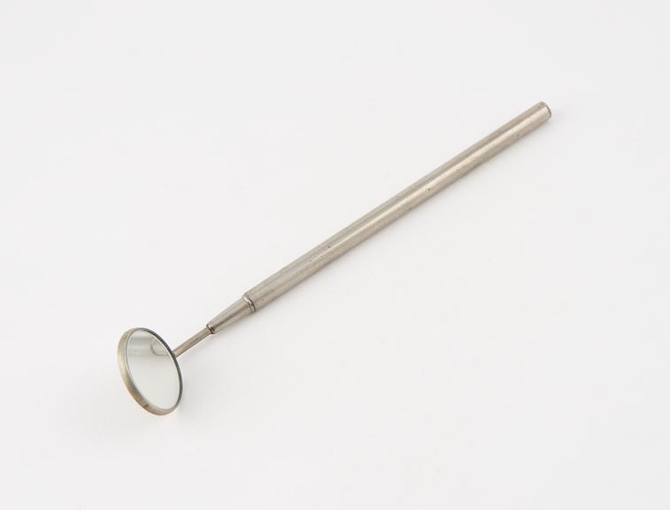 Dental mirror, nickel-plated brass socket handle and frame