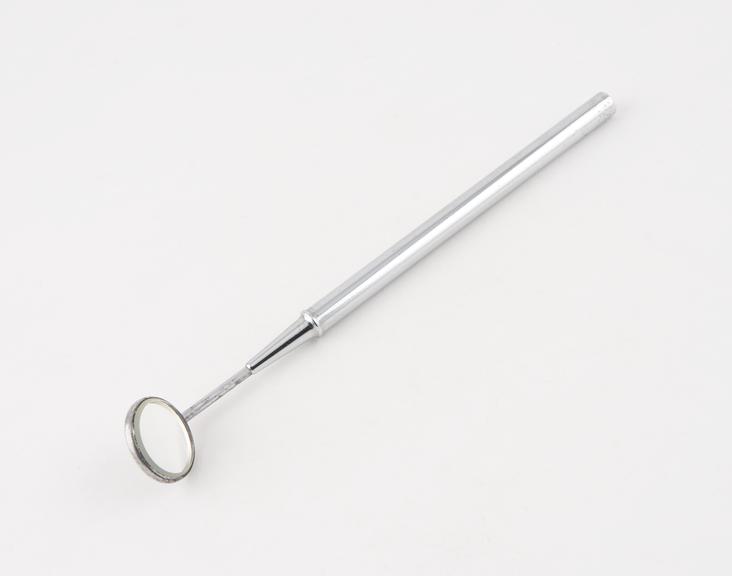 Dental mirror, chrome-plated brass handle and frame