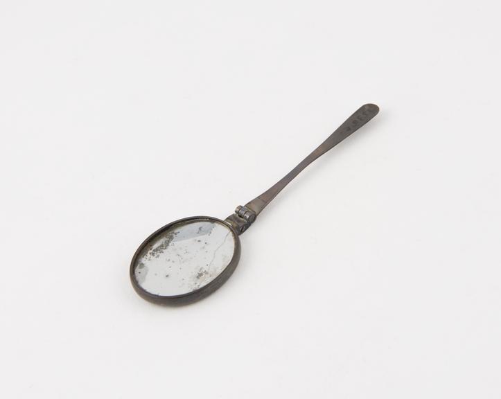 Dental mirror, folding, silver frame, Europe, 1840-1880