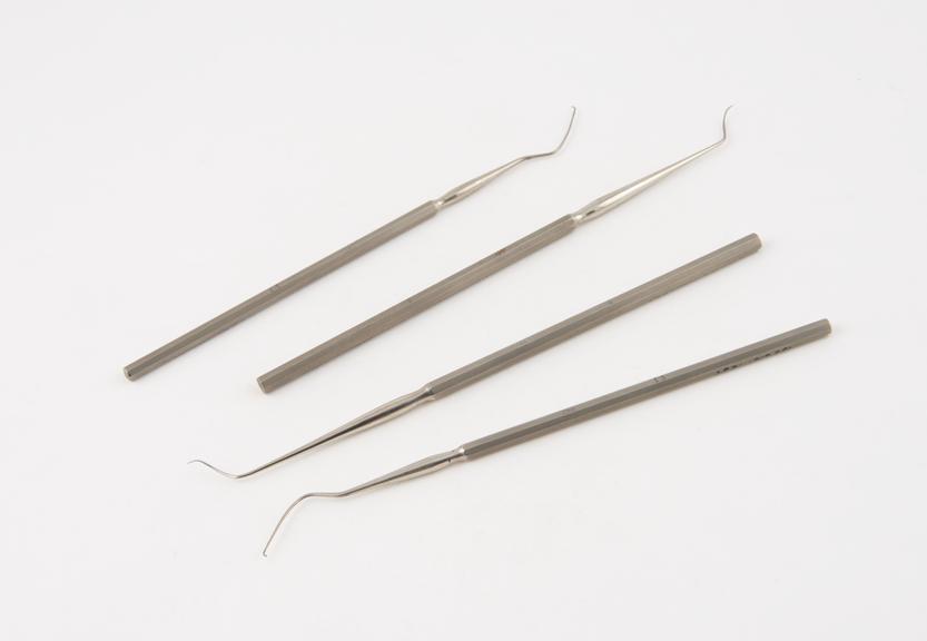 4 dental probes, patterns 3,4 and 19(2), nickel plated steel