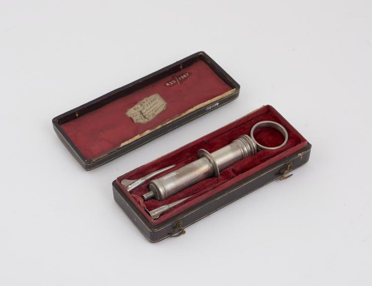 Anel's lachrymal syringe, silver, cased, by Blanc