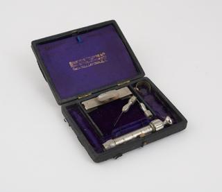 Hypodermic syringe, German, cased, case by Burroug
