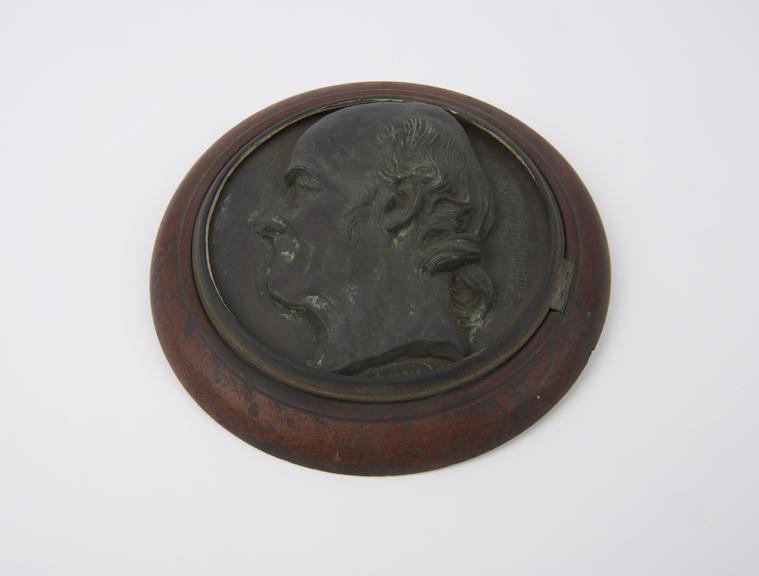 Bronze plaque showing profile of German homoeopathist Samuel