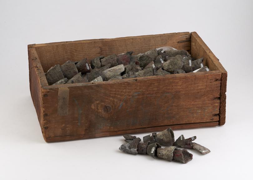 Set of 45 stoneware crucibles, boxed, probably arabic, 1401-1800