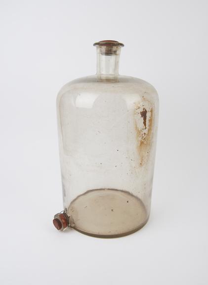 Glass bottle, basal tubulure, English, 1850-1900